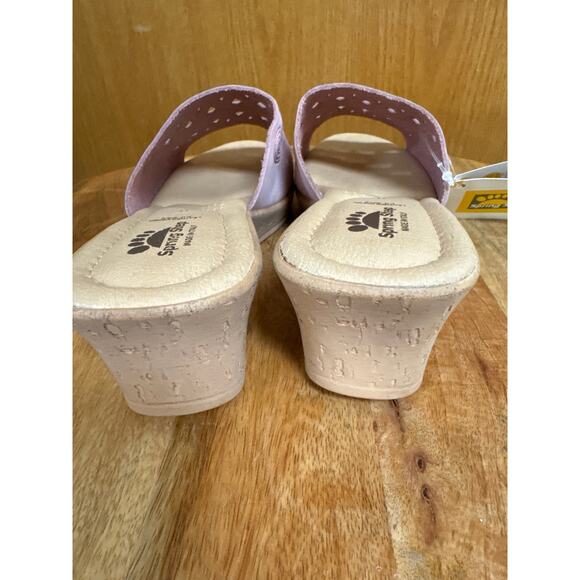 Spring Step Pink Slip On Slide Wedge Open Toe Sandal Leather Made in Italy SZ 11 - Picture 4 of 5